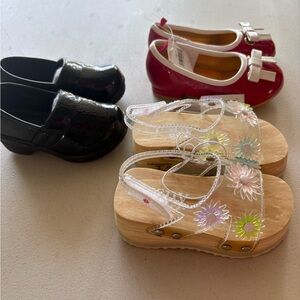 Set of Three Kids' Shoes - Black, Red, and Floral